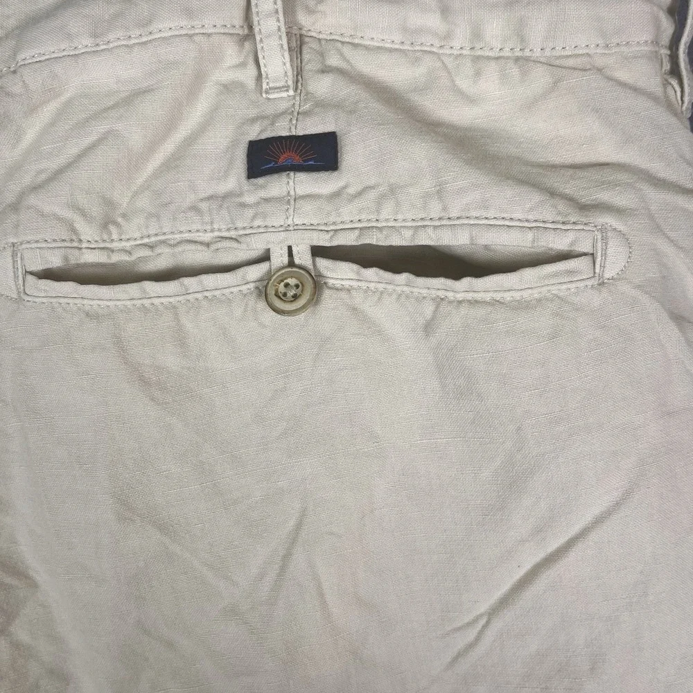 Faherty Shorts Mens Size 38 Beige Khaki Linen Blend Casual Chino Lightweight 9